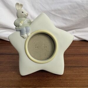 Burnes Of Boston ceramic Bunny frame 5 pt star 3D back easel 5"